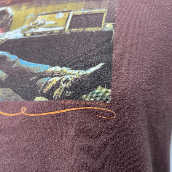 Y2K Vintage Liquid Blue Jerry Garcia Baby Tee Brown Short Sleeve Women's Large - Picture 9 of 11